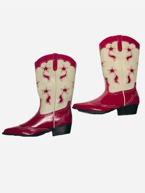 UNIONBAY Oretta Red & White Stars Patriotic CowGirl Western Boots Size 8